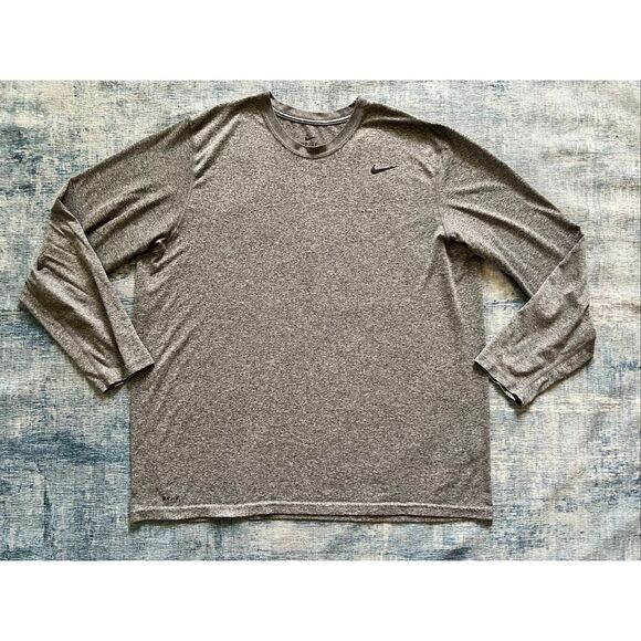 Nike Heathered Gray Athletic Long Sleeve Shirt Men's XXL - Picture 1 of 7